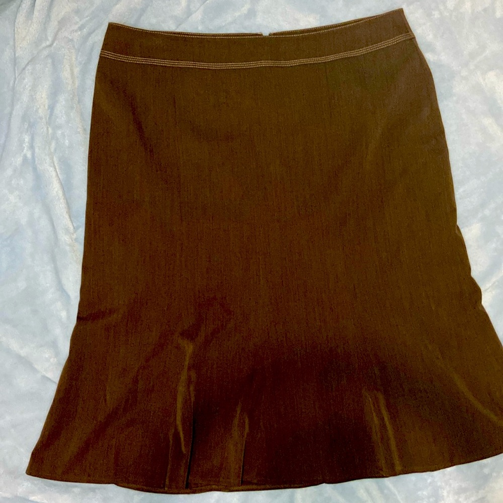 Laura skirt, brown with cream stitching. size 14